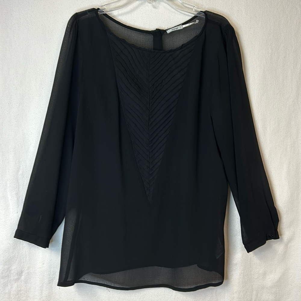 Kimchi Blue Women’s Sheer Tunic Size L Black Long Sleeve Flowy